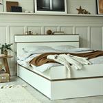 Lit 2 places avec tête de lit en bois 140x200cm - blancNESTOR