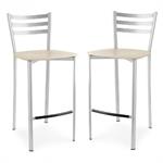 Lot de 2 Tabourets ACE structure métal assise plaqué hêtre