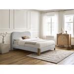 Lit SORALI tissu bouclette avec lattes massives gris 140x190  BOBOCHIC