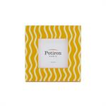 Cadre photo design à rayures jaunes et blanches 10x10cm