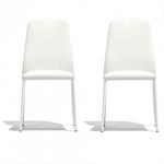 Lot de 2 Chaises CLUB structure métal assise rembourré aspect cuir blanc