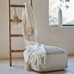 Plaid en coton à rayures finition franges 130x170cm - blancIZAR