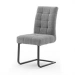 Lot de 2 chaises design PRETTY Textile Aqua Clean Gris  piétement tube plat noir luge