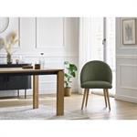 Chaise LALIE tissu velours côtelé et pieds scandinaves bois vert   BOBOCHIC