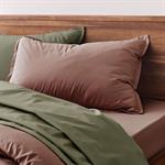 Lot de 2 taies d'oreiller en percale de coton - brun rhassoul 50x70cmFLORE