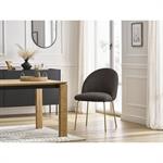 Chaise LALIE tissu velours côtelé et pieds métal or taupe   BOBOCHIC
