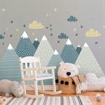 Stickers muraux enfant montagnes scandinaves alika 110x165cm