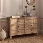 Commode 6 tiroirs en bois d'orme et de pin - bois clairALYSSE