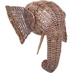 Déco murale éléphant en rotin blanchi H50cm - naturelCHAVO