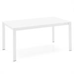 Table extensible 8 couverts EMINENCE 210 cm pieds métal plateau stratifié blanc