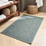 Tapis de bain surpiquage losanges en coton - vert cèdre 60x100cmSADOU