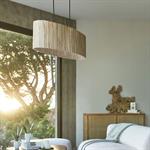 Suspension électrifiée 2 ampoules en acier et algues H120cm - naturelWIMEA