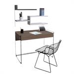 Bureau MYDESK en verre clair coloris noyer