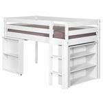 Lit enfant combiné avec matelas bois massif blanc 90x190 cm