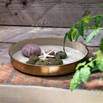 Plateau décoratif rond en fer émaillé - beige D29