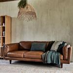 Canapé 3 places fixe en cuir de vachette - marronBROOKLYN