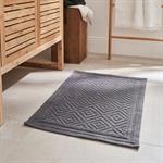 Tapis de bain surpiquage losanges en coton - gris restanque 50x70cmSADOU