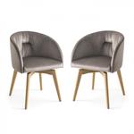 Lot de 2 Chaises pivotant ROSIE SOFT structure bois assise gris sable