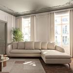 Canapé d'angle droit fixe en tissu doux tramé - blanc écruCOLINE