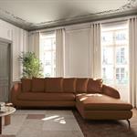 Canapé d'angle droit fixe en tissu doux tramé - brun rustrelCOLINE