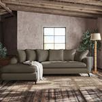 Canapé d'angle gauche fixe en tissu tramé - vert garrigueCOLINE