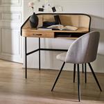 Bureau avec rangement en bois et rotin - bois clair L105xl59XH96cmNORI