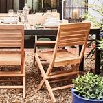 Lot de 2 chaise de jardin pliante en teck - bois clair 