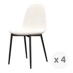 Chaise en tissu bouclette Ecru et métal noir 