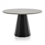 Table repas rond 4 couverts DIX base métal plateau mélaminé pierre gris