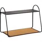Etagère murale en rotin et métal - noir L63