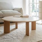 Table basse ovale en travertin et bois L115