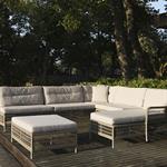 Salon de jardin Hampton en fibre ronde couleur pierre