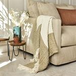 Plaid gaufré à carreaux en lin et coton 130x170cm - vert mousseESTRELA