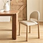 Lot de 2 chaise de repas contemporaine en tissu - beige 