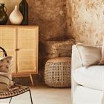 Pouf rond en jute et coton - noir D50xH45cmAFAR