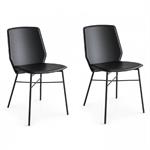 Lot de 2 Chaises SIBILLA structure métal assise cuir noir