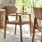 Lot de 2 chaise de jardin avec accoudoirs en acacia - bois foncé 