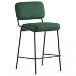 Tabouret SIXTY structure métal assise rembourré tapissé vert