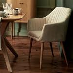 Lot de 2 chaise en tissu avec accoudoirs - beige 