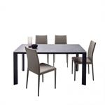 Table 10 couverts TEOREMA extensible 160 à 310cm pieds métal graphite plateau mélaminé granite