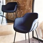 Lot de 2 chaise de repas avec accoudoirs en tissu - bleu figuerolles 