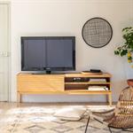 Meuble TV plaqué chêne avec porte coulissante L176cmFEVE