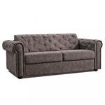 Canapé lit 3-4 places CHESTERFIELD convertible EXPRESS 160 cm matelas 16 cm velours gris éléphant