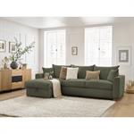 Canapé d'angle réversible convertible ouverture express AUGUSTIN velours côtelé vert clair