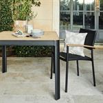 Table de repas jardin en aluminium et teck - bois clair 