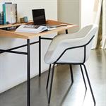 Lot de 2 chaise en tissu bouclette avec accoudoirs - blanc 