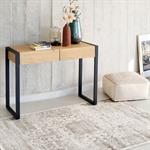 Console 2 tiroirs en pin massif L100xl40xH71cm - bois clairENDOUME