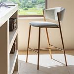 Lot de 2 tabouret haut de repas en tissu h66cm - beige 