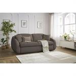 Canapé droit convertible CEZANNE ouverture express tissu lisse taupe 140x194  BOBOCHIC 3 places