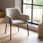 Lot de 2 chaise en tissu avec accoudoirs - gris 